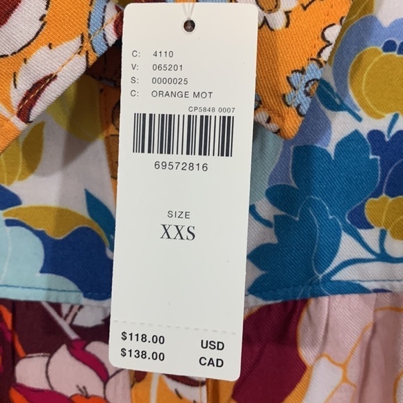 Maeve Anthropologie Contrast Print Buttondown Long Sleeve Blouse NWT size XXS - Picture 6 of 14